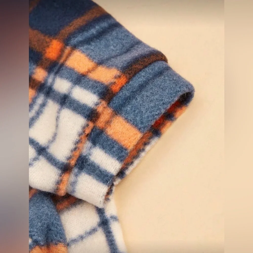 Plaid Hooded Dog Shirt - Blue and Orange